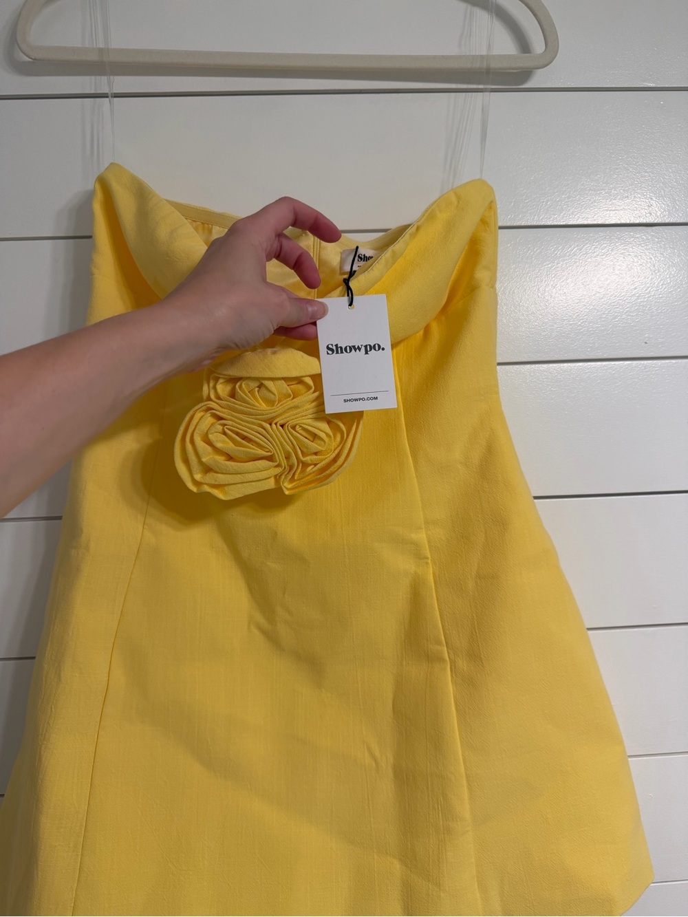 Showpo Yellow Strapless Mini Dress with Rosette - Picture 5 of 6